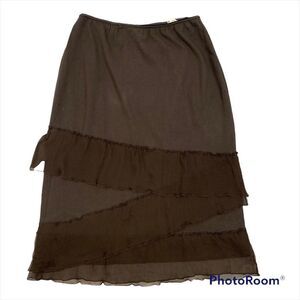 New with Tags Stizzoli Brand Brown Tiered Ruffle Skirt Size 42